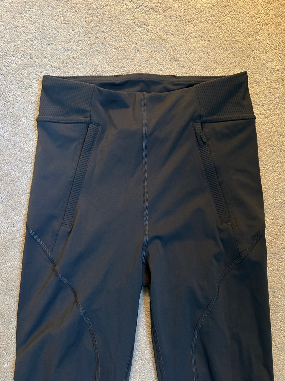 Charcoal gray Athletic Leggings with Ribbed Waistband